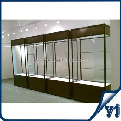 China All Kinds Of Shop Aluminum Frame Glass Showcase / Led Lighted Tempered Glass Corner Shelf for sale