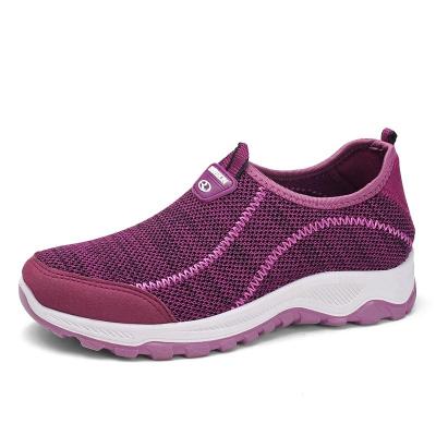 China 2021New Fashion Trend Women Running Shoes Custom Wholesale Casual Breathable Flying Woven Mesh Slip On Boots for sale