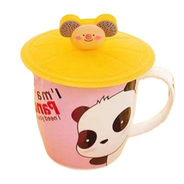 China Custom Beverage Cup Silicone Cup Lids Csrtoon Silicone Lids Covers For Cup for sale