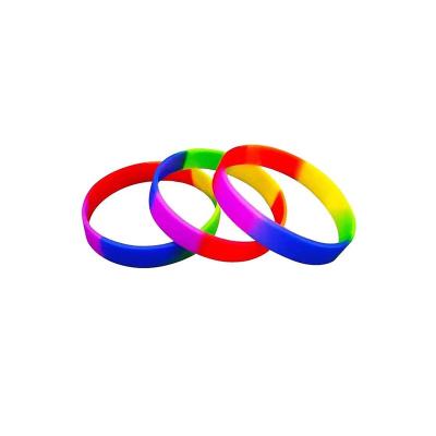 China Thin Durable Silicone Wristband Anime Kids Basketball Event Wristband Rainbow Silicone Rubber Wristband for sale