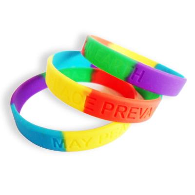 China Durable Rainbow Silicone Wristbands, Segmented Silicone Wristband, Low Price and High Quality Silicone Wristbands for sale