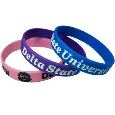 China Durable Fashion Silicone Wristbands Customized Logo With Wristband Coloring for sale