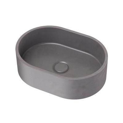 China Hotel Bathroom Sink Countertop Single Wash Dishes Custom Concrete Wash Basin Sleek Hand Basin for sale