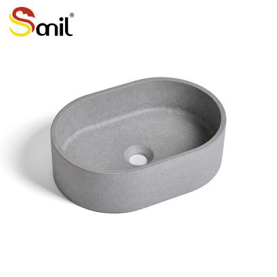 China Soft American Bathroom Basin Square Sink Vanity Gray Color Modern Conerete Basin for sale