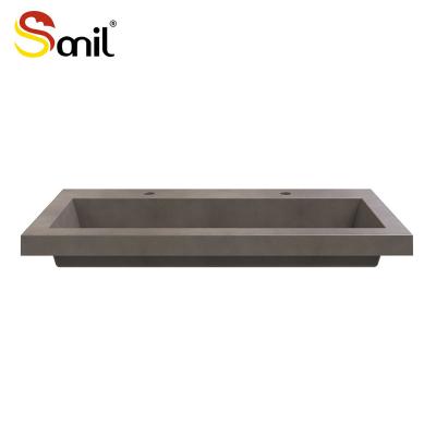 China Simple Smooth Moden Rectangular Gray Pink Cement Basin Bathroom Sink Basin for sale