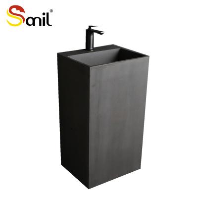 China Soft Single Gray Cement Bathroom Vanity Basin Colored Modern Cement Basin Basin for sale