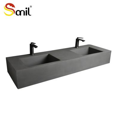 China Laundry Sleek Moden Rectangular Gray Gray Pink Cement Basin Bathroom Basin Basin for sale