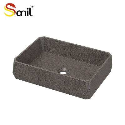 China Smooth Rectangular hotel special cement sandstone terrazzo non-porous washbasin sink basin for sale