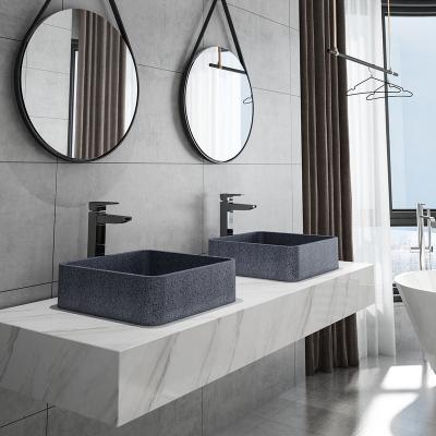 China Square Cement Smooth Gray Colored Modern Basin Bathroom Concrete Basin for sale