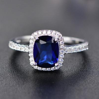 China Classic Wholesale Fashion High Quality Jewelry Multicolor Square Zircon Rings Wedding Engagement Diamond Rings Women for sale