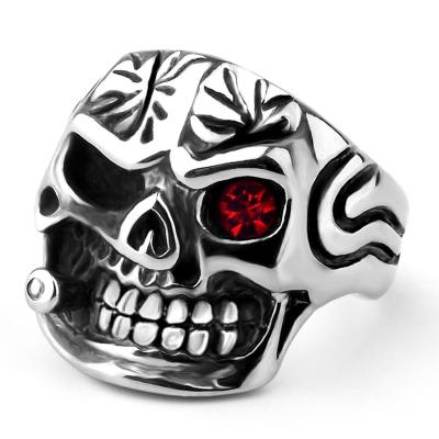 China Stainless Steel CLASSIC Biker Punk Hiphop Style Skull Rings For Men for sale