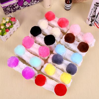 China Cute Plush Korean Kawaii Face Headband Ear Headband Animal Women Fur Ball Bath Wash Soft Soft High Elastic Spa Make Up Girls Headwear Accessories for sale