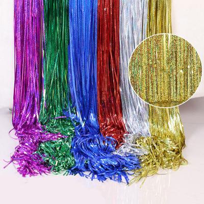 China Festival Decoration 1x2m Aluminum Fringe Shimmer Backdrop Wedding Party Party Wall Decoration Photo Booth Metallic Tinsel Glitter Curtain Gold for sale