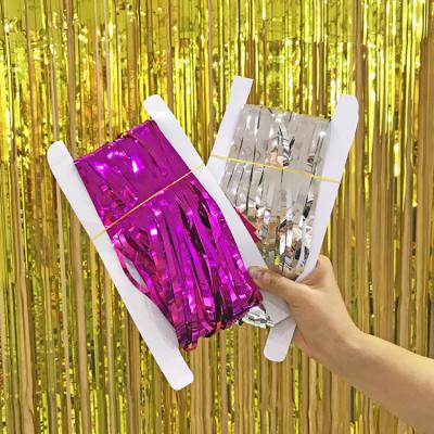 China Foil Tinsel Fringe Curtain Door Rain Aluminum Wedding Decoration Birthday Party Backdrop Photo Background Photo Props for sale