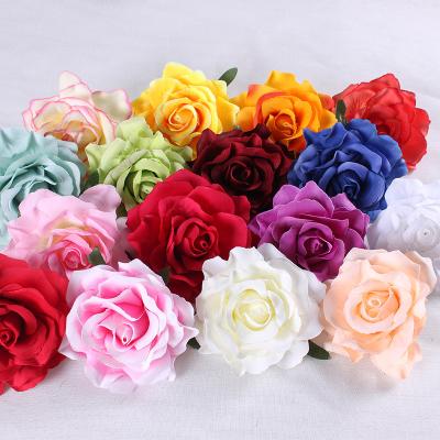 China Rose Silk Flower Heads For Fabric Wedding Decoration DIY Garland Gift Box Scrapbooking Craft Artificial Flowers for sale