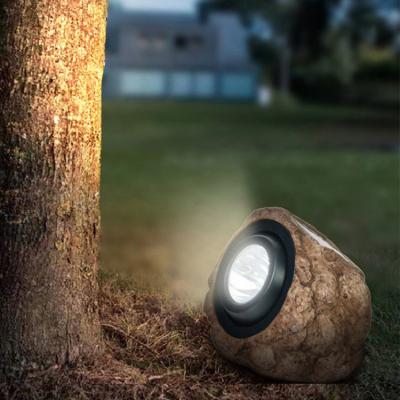 China Good Quality Simulation LED Garden Head 2LED Adjustable Resin Rock Solar Light Stones Lights Warm/Cold Solar Landscape Stone Garden Spot Lights for sale