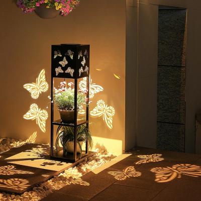 China Eco-friendly 3500k Led Retro Iron Garden Decor Light Garden Projection Cavity Solar Butterfly Light Warm Outdoor Solar Work Cavity For Patio for sale