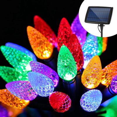 China C7 Led String Lights IP65 Waterproof 4 Modes 25led C7 Multiple Color Solar Christmas Light Bulbs Fairy Lights Festoon Led String Light for sale