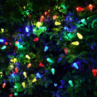 China C7 Led String Lights Colorful 4 Modes Solar String Lights For Garden Patio Christmas Path Lights C7 Bulbs Solar String Light For Garden Decoration for sale