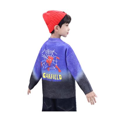 China Spider-man boy anti-shrink clothing knitted sweater mohair winter pullover fur knit sweater for kids for sale