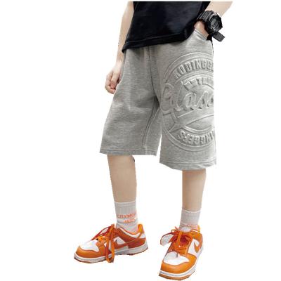 China Anti-Wrinkle 3D Embossed Boy's Shorts Elastic Waist Basketball Sweat Gym Cotton Fleece Warm Gym Sweat Cargo Kids Shorts for sale