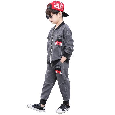 China New Casual Children's Jackets Pants 2 Piece Boy Set Spring Autumn Denim Loungewear Boy's Jackets for sale