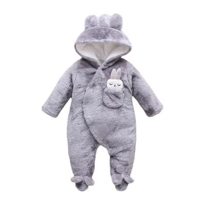 China Hooded Teddy Jumpsuit Baby Fur Jumpsuit Polyester Ear Design Baby Winter Jumpsuit/Cotton Winter Baby 3d Pajamas for sale