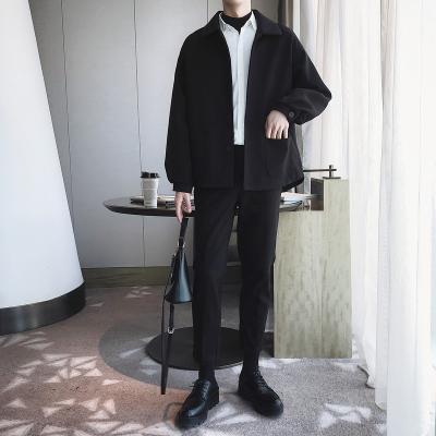 China Autumn Winter New Style Fashion Thermal High Quality Wool Men's Suit 2 Pieces Casual Coat With Pants For Wedding Working for sale