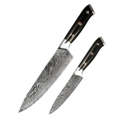 China Fangzuo Sustainable Newcomer 8 Inch Professional Damascus Steel 67 Layers Kitchen Knife Damascus Steel Sets With Wood Handle for sale