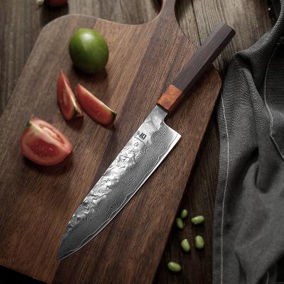 China 8 Inch Damascus Steel Sashimi Chef Minimalist Japanese Style Handmade Knife Slicing Knife Octagonal Handle Kitchen Knife for sale