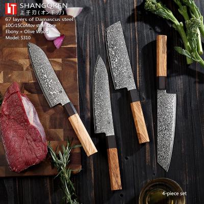 China Minimalist SHAGNQREN 1-4PC Professional Steel Chef Knife Sharp Nakiri Bread Paring Santoku Chef Knife Damascus Chef Knife for sale