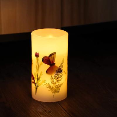 China Birthdays Orstar Butterfly Candle with Timer (D4 X H8), Battery Operated Glow Candle, Real Wax Pillar LED Candle for sale