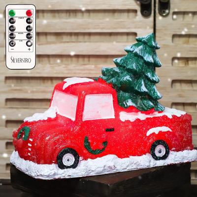 China Birthdays Orstar Christmas Cartoon Car Flameless Candle With Remote, 3D Christmas Tree Farm Truck LED Candle for sale