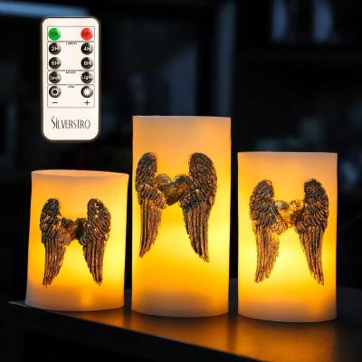 China Religious Activities Orstar Angel Wing Flameless Candles with Outside, Prayer Theme Hand-Carved Wing Flickering LED Candles, Real Wax Flickering for sale