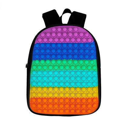 China With Popit Stir Toy Popoit Backpack Schoolbag Printed Anime Cute Stirring Person Rainbow Pop Bookbag for Boys and Girls Gift for sale