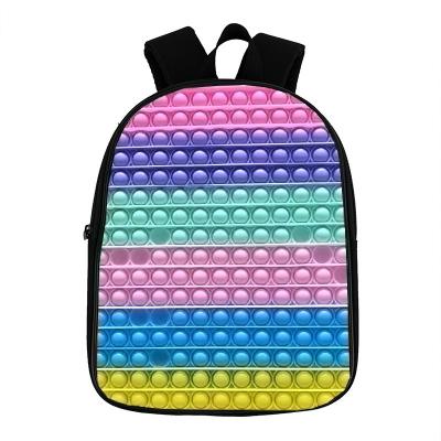 China PopoIts Dimple Fingertip Sensory Bag Special Decompression Kids Popo Rainbow Colorful Backpack Push Bubble Backpack Snap Backpack for sale