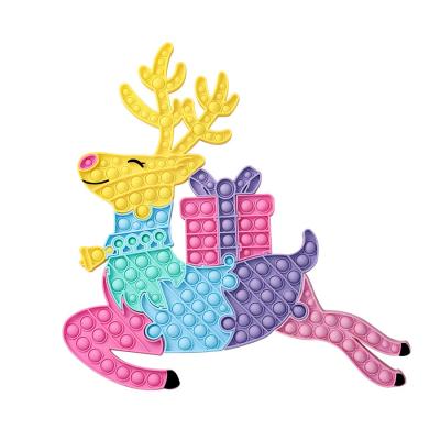 China Rainbow Christmas Moose Push Bubble Toy Silicone Pop Out Sensory Eco-Friendly Material Novelty Toys Christmas New Year Gifts For Kids for sale