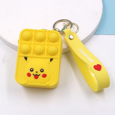 China Decoration Jumping Pikachu Keychain Mickey Minnie Stitch Unicorn Keychain Push Bubble Busy Person Toy Coin Holder Keychains for sale