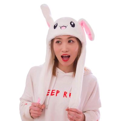 China COMMON Hot Products Rabbit Tiktok Rabbit Ear Cap Tiktok Funny Christmas Party Holiday Plush Earflap Moving Jumping Cosplay Hat for sale