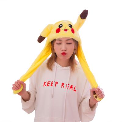 China Funny jumping earflap earflap plush rabbit ear hat christmas party gifts rabbit COMMON interesting cosplay pikaqu for sale