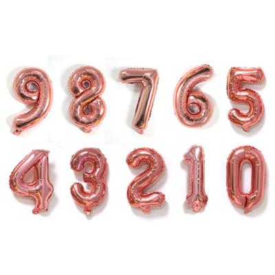 China 32 Inch Digital Foil Balloon Birthday Party Layout Pink Number Foil Balloon Decoration for sale