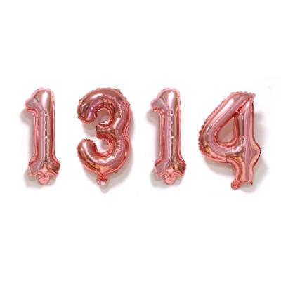 China Decoration Rose Gold Number Balloon Birthday Party Decorations Foil Balloons Kids Boy Toy Baby Shower for sale