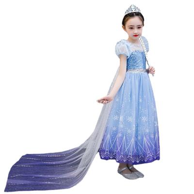 China Alisa Princess Dress With Printed Mesh Dress For Girls With Breathable Sequined Short Sleeves And Big Skirt for sale