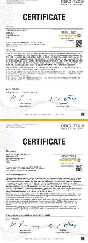 Oeko-Tex standard 100 - Wuxi Jht Homewares Co., Ltd.