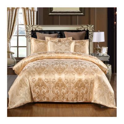 China Luxury European Style Nondisposable Oeko-Tex Customize King Super Soft Satin Jacquard Silk Bedding Set for sale