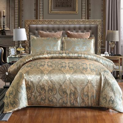 China Nondisposable Chinese Luxury Embroidered ODM OEKO-TEX Jacquard Satin Polyester Bedding Set For Hotel for sale