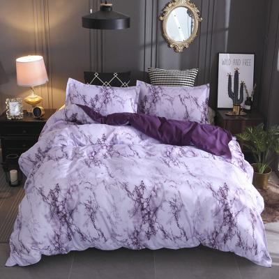 China 100% Polyester Nondisposable Purple Hotel Marble Machine Washable Luxury King Size Duvet Cover Set for sale