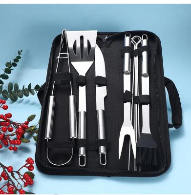 China Easily Cleaned Barbecue Set Cooking Tools Reusable BBQ Tools Outdoor Cooking Pcs Stainless Steel Grill Portable Foldable Black Bag Storage Tool Kit for sale