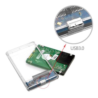 China 2.5 Inch SATA3 Plastic External HDD Enclosure SATA HDD Cart 2.5inch Transparent SATA HDD Case for sale