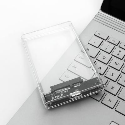 China SHUOLE Design Single Plastic External 2.5inch SATA External Hdd Enclosure Hard Drive Box To USB3.0 Transparent External HDD Case for sale